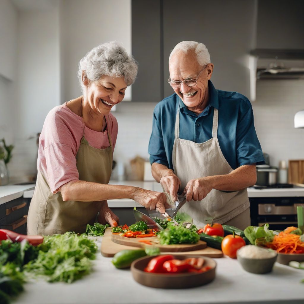 Senior Couple Cooking Healthy Meal Together