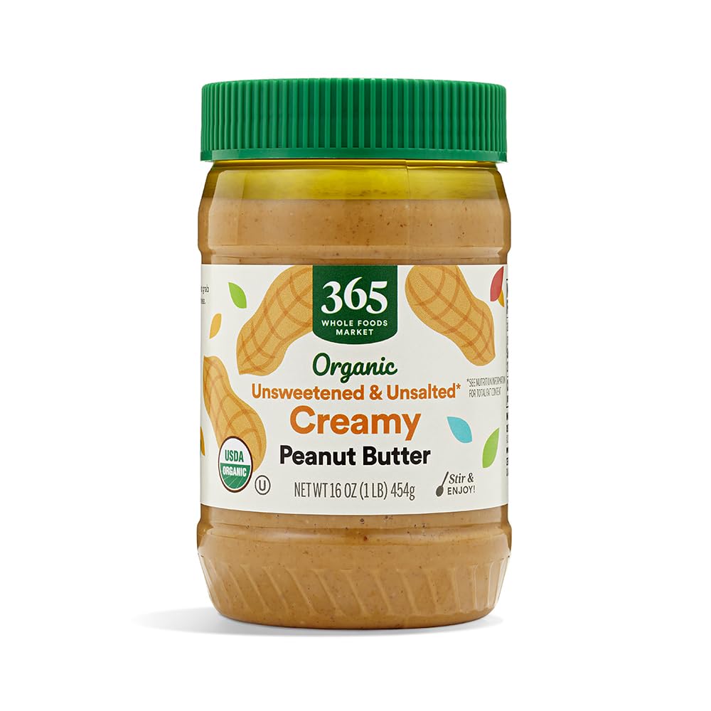 365 by Whole Foods Market, Organic Creamy Peanut Butter, No Salt Added, 16 Ounce