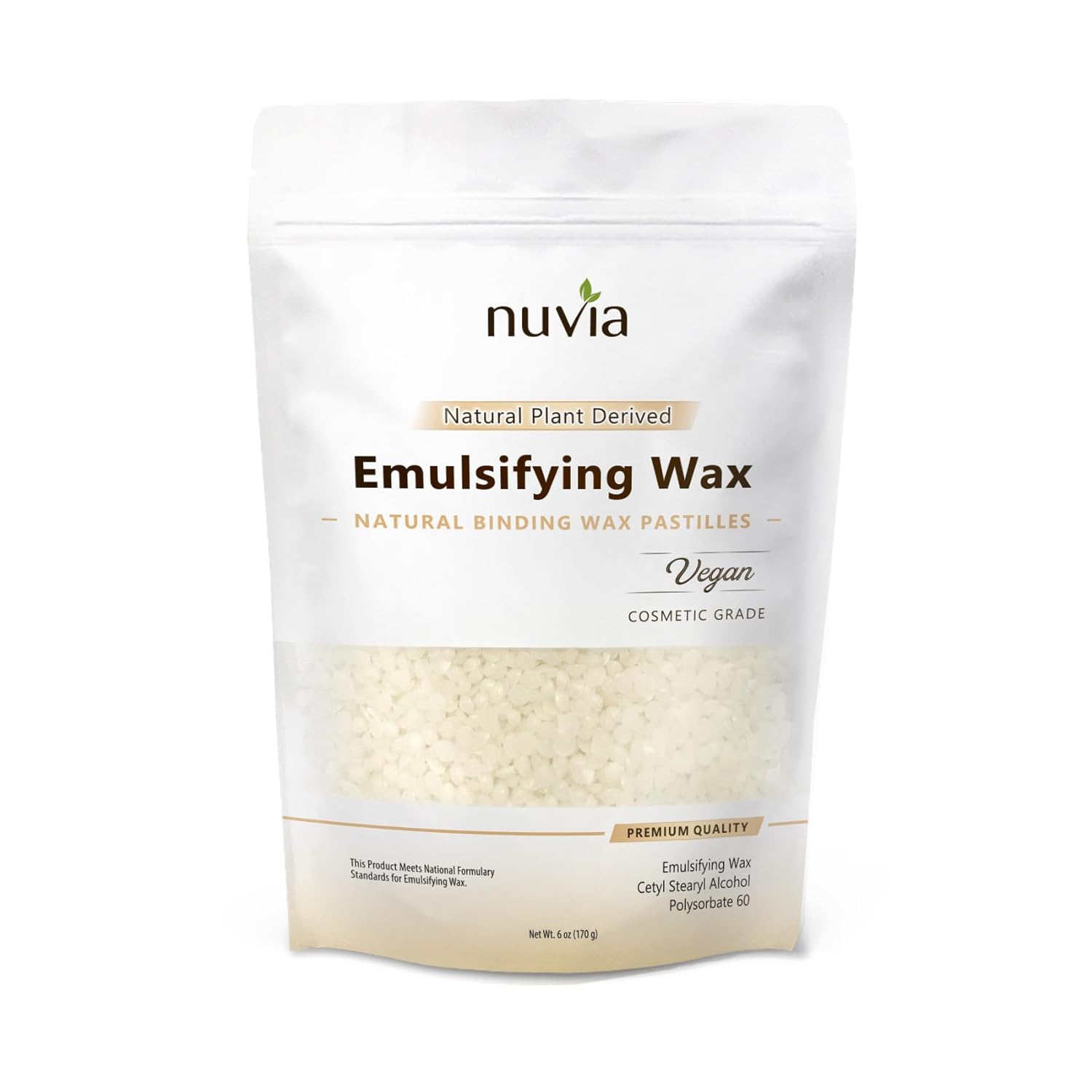 Emulsifying Wax, 100% Natural Plant Derived, NF, Cosmetic & Food Grade; 6oz