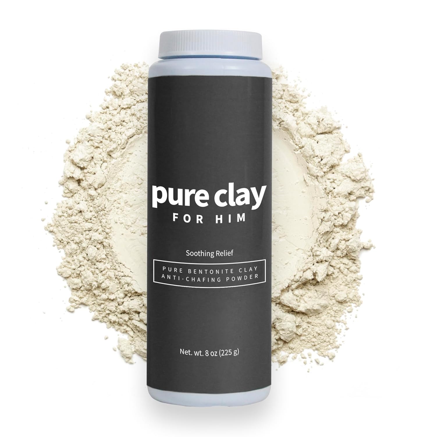 All Natural Mens Anti Chafing Powder, Deep Mined Calcium Bentonite Clay Powder, Body, Groin, Arm Pit, Foot, Anti Chaf Powder, Paraben Free, Talc Free, Food Grade Organic, 8 oz