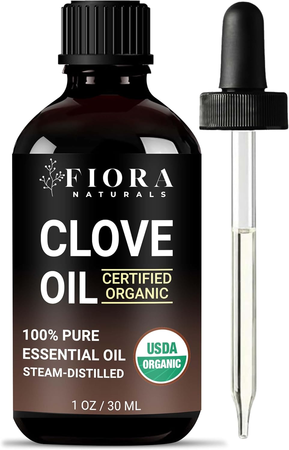 Organic Clove Essential Oil – 100% Pure, USDA Certified Clove Bud Oil for Teeth & Gums, Toothache Relief, Hair Growth & Aromatherapy – Premium Cloves Oil for DIY Wellness (30ml) by Fiora Naturals