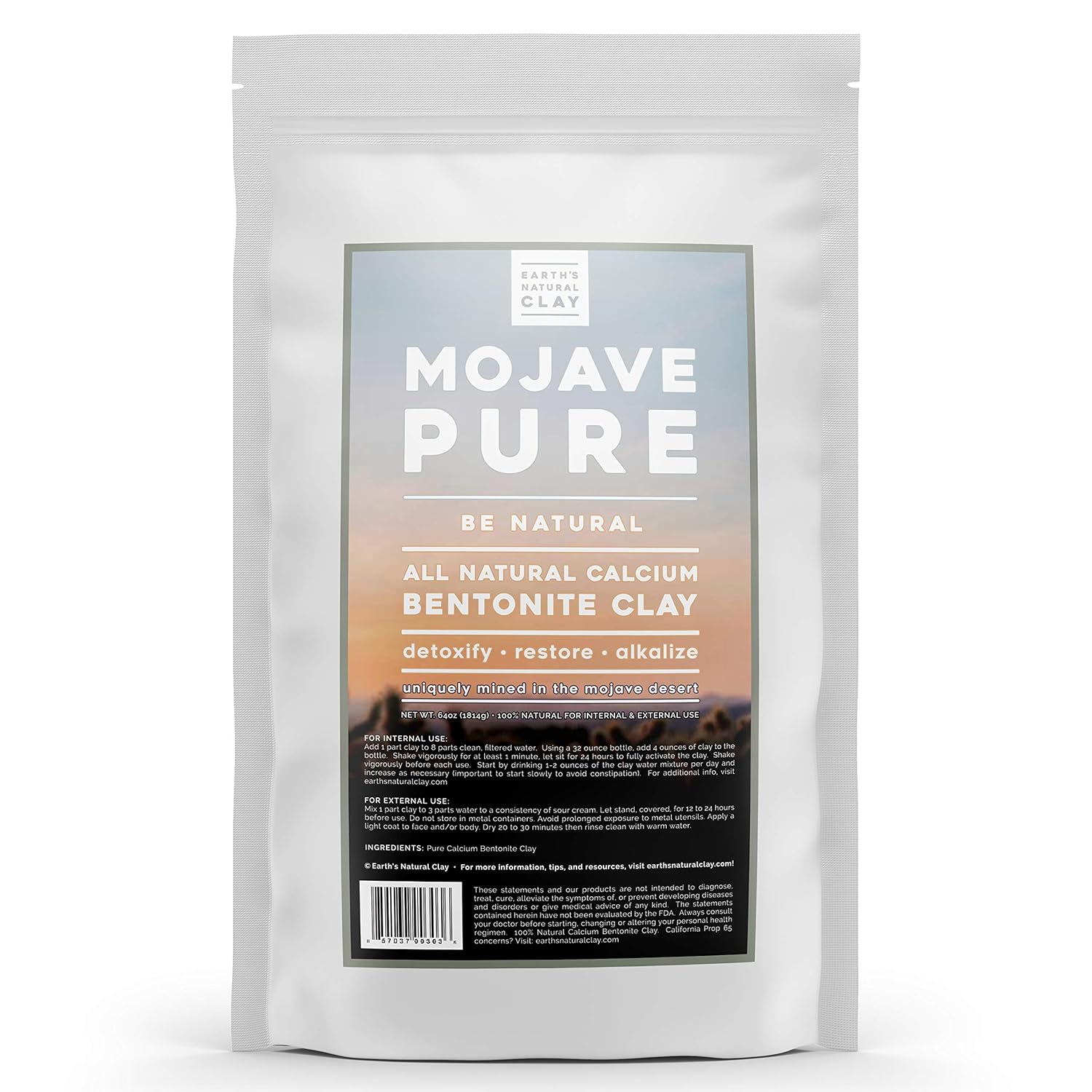 Calcium Bentonite Clay Powder | for Internal and External Use | 13oz | Pharmaceutical Grade Montmorillonite | by Earth\'s Natural Clay